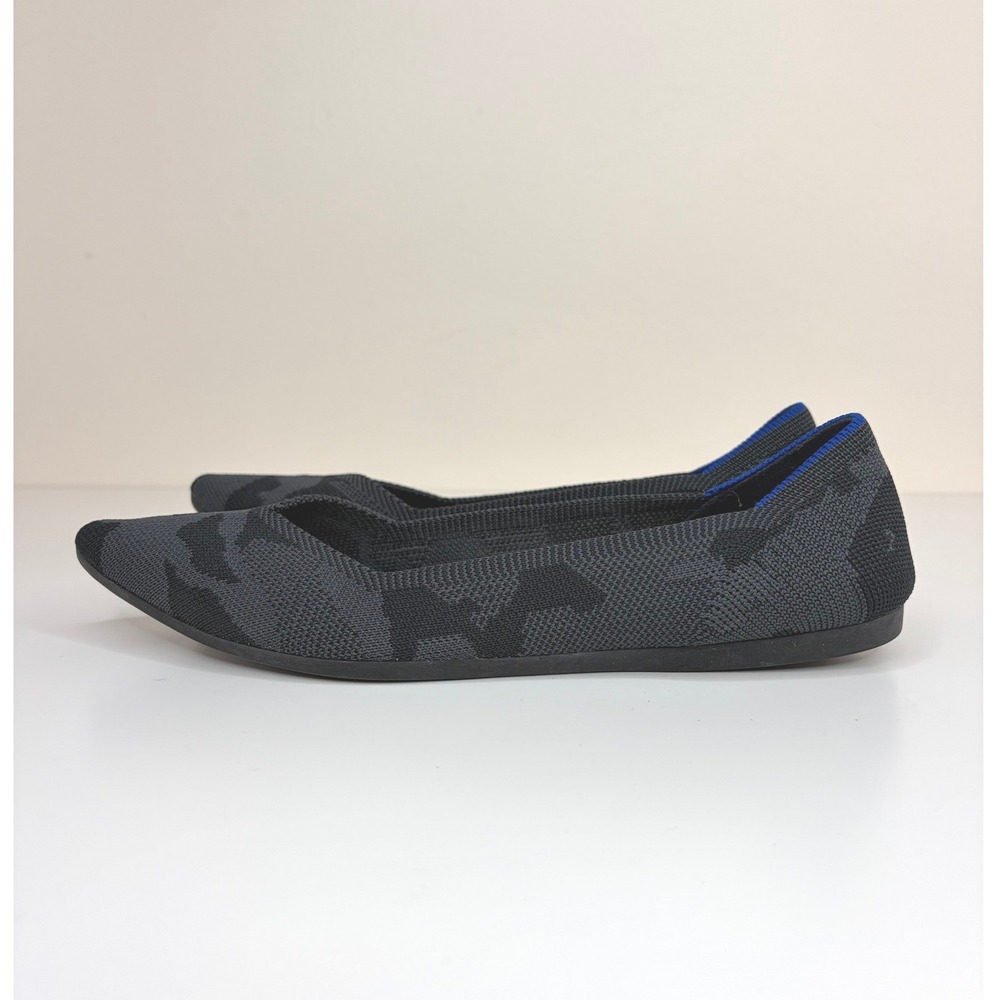 Rothy's The Point Gray Camo Blue Trim Pointed Toe Flats Size 8